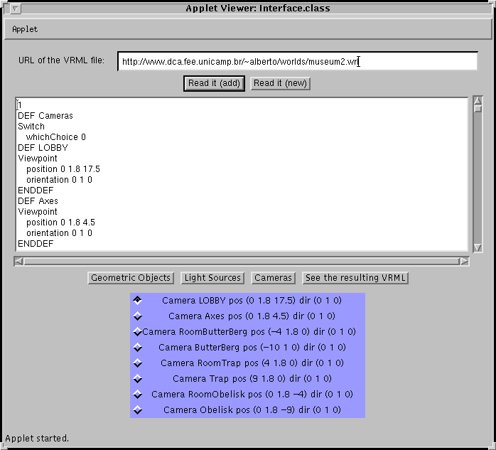 Interface of the developed application